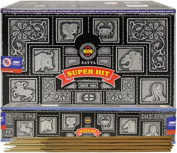 Super Hit Incense Sticks 15g x 12 and Incense Stick Holder Bundle Insence Insense Satya - Bloomnest