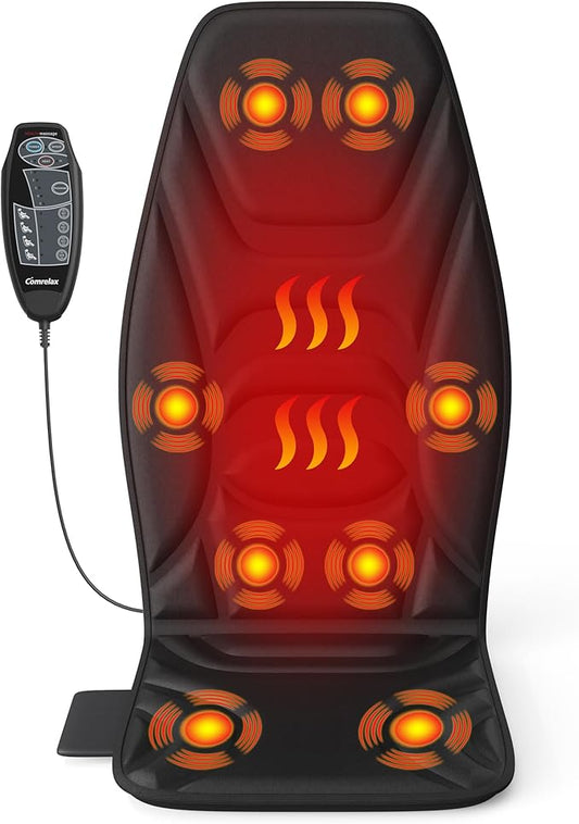 Portable Back Massager with Heat & Vibration - Deep Tissue Pain Relief for Shoulder, Back, Lower Back and Thighs - Office Chair Massage Pad, Ideal Gift for Men and Women - Bloomnest