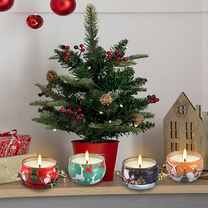 24 Pack Christmas Scented Candles - Natural Soy Wax Advent Candles, Smokeless Clean Burning with Cotton Wick, 2.5oz Mini Jar Candles for Holiday Gifts, Home Decor & Christmas Party Favors - Bloomnest