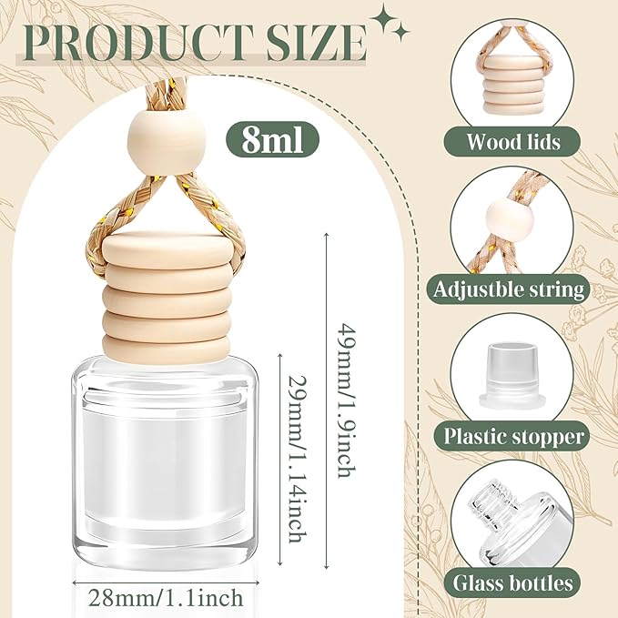 AROIC Hanging Car Air Freshener, 6 Pack Vanilla Cream Long Lasting & Refillable Air Freshener, Natural Plant Essential Oil Fragrance Aromatherapy Diffuser, Car Accessories Interior Set for Women & Men - Bloomnest