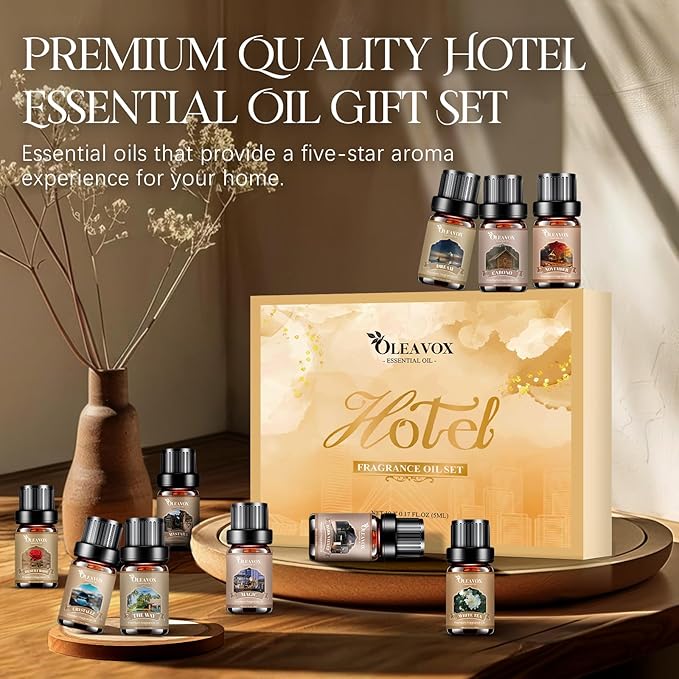 Hotel Diffuser Oils Gift Set, Luxury Fragrance Oil Blend, Hotel Essential Oils for Diffusers for Home, Candle & Soap Making Scents, More 10x5ml Scented Oil, Aromatherapy Oils Kit - Bloomnest