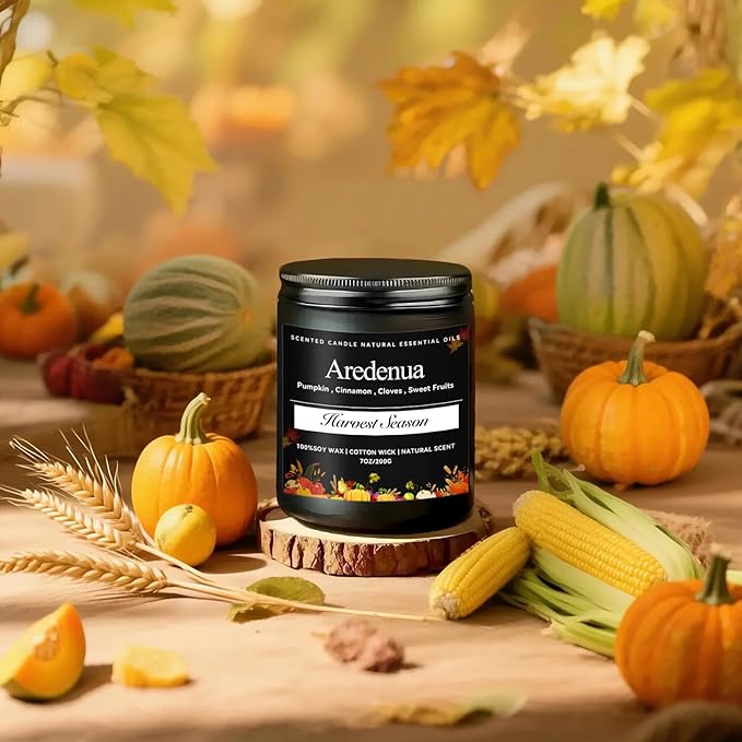 Harvest Season Candle | Thanksgiving Candle for Season Celebration - Hoilday Soy Candles for Home Scented - 7 oz Autumn Scented Candles, Thanksgiving & Christmas Gifts for Women Men - Bloomnest