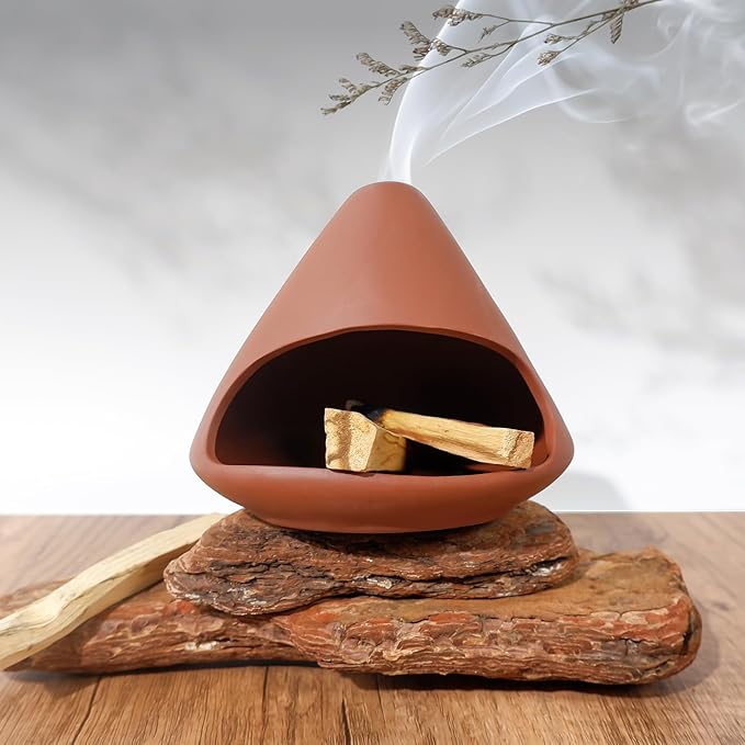 Terracotta Zongzi Palo Santo Holder–Elegant Sage Cone Incense Dish for Zen Meditation Altar, Energy Cleansing&Yoga Spa–Perfect for Mindfulness, Aromatherapy, Stress Relief&Spiritual Decor Gift MOUGIGI