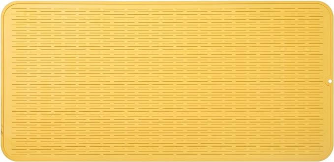 Silicone Dish Drying Mat for Multiple Usage,Easy clean,Eco-friendly,Heat-resistant Silicone Mat for Kitchen Counter or Sink,Refrigerator or Drawer Liner Yellow 5XL 36inches x 18inches - Bloomnest