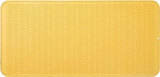 Silicone Dish Drying Mat for Multiple Usage,Easy clean,Eco-friendly,Heat-resistant Silicone Mat for Kitchen Counter or Sink,Refrigerator or Drawer Liner Yellow 5XL 36inches x 18inches - Bloomnest