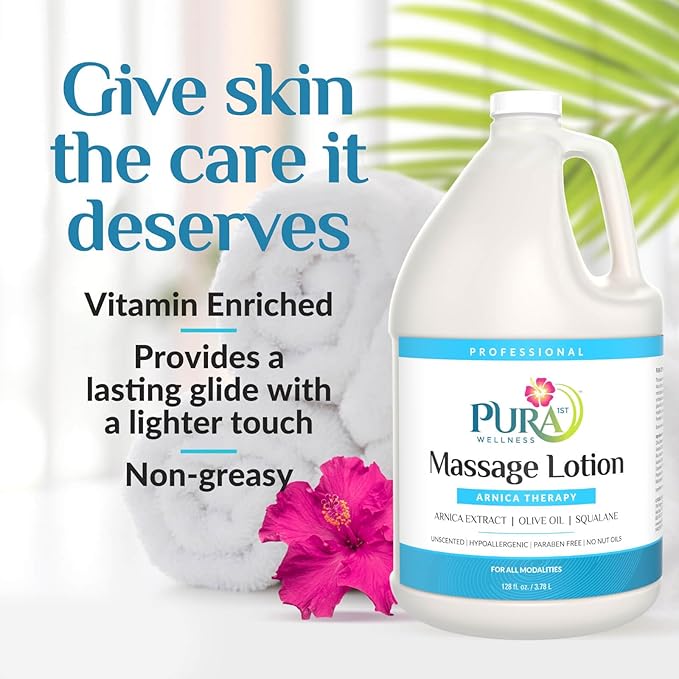 Wellness Professional Arnica Therapy 128oz Massage Lotion, Arnica Lotion for Bruising, Olive Oil, Unscented, Hypoallergenic, Natural, Skin Moisturizing and Hydrating, Deep Tissue - Bloomnest