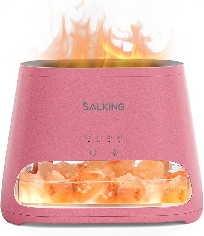 SALKING 2-in-1 Himalayan Salt Lamp & Ultrasonic Essential Oil Diffuser, Aromatherapy Diffuser Cool Mist Humidifier, Salt Therapy Lamp, 100% Pure Himalayan Salt, Ambient Glow, 150ml (Hot Pink) - Bloomnest