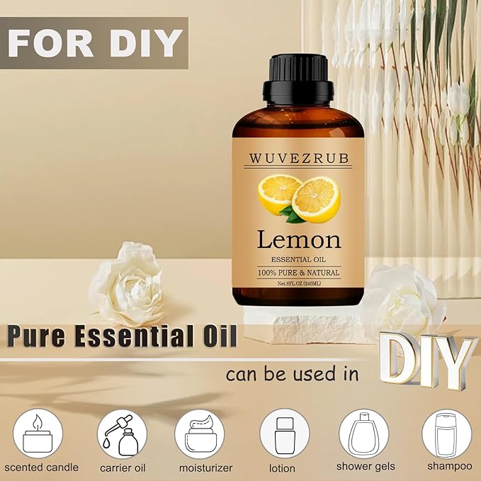 Lemon Essential Oil, 240ML Pure and Natural for Aromatherapy Diffuser - 8 Fl Oz - Bloomnest