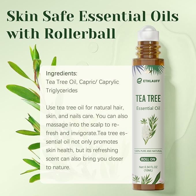 Tea Tree Oil Roll On - 100% Pure Tea Tree Essential Oil for Skin - Premium Quality Aromatherapy Oil - Bloomnest