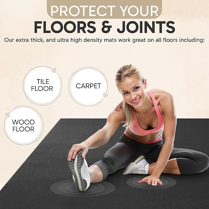Gorilla Mats Premium Extra Large Exercise Mat – 9' x 6' x 1/4" Ultra Durable, Non-Slip, Workout Mat for Instant Home Gym Flooring – Works Great on Any Floor Type or Carpet – Use With or Without Shoes - Bloomnest