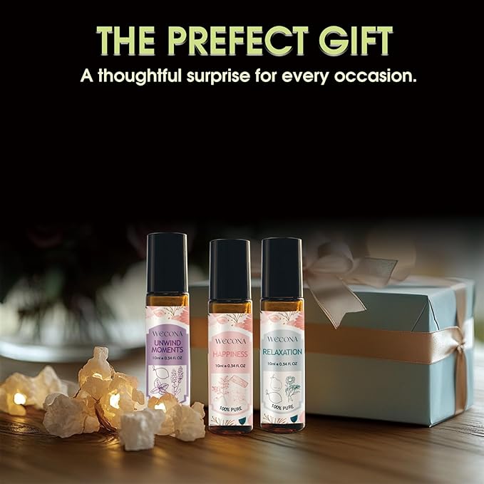 Aromatherapy Essential Oil Roll-On Set – 6x10ml Essential Oil Blends with Roller Bottles, Portable Essential Oils for Diffusers for Home,Relaxing Gift for Women & Men - Bloomnest