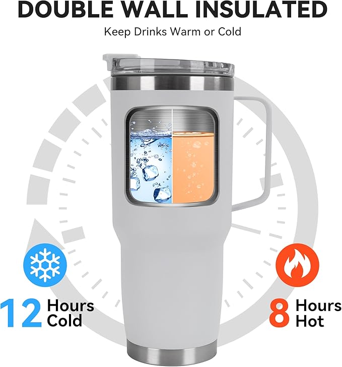 HASLE OUTFITTERS 30oz Tumbler Bulk with Handle, Insulated Travel Coffee Mug Set with Handle Leak-Proof Double Wall Stainless Steel Vacuum Tumblers Pack Metal Cup for Hot and Cold Drink - Bloomnest