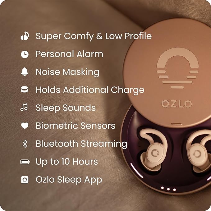 Ozlo Sleepbuds® | Comfortable Side Sleeper Headphones | Up to 10 Hours of Bluetooth LE Streaming | Science-Backed Sleep Sounds | Snore Blocking Comfortable Earbuds - Bloomnest