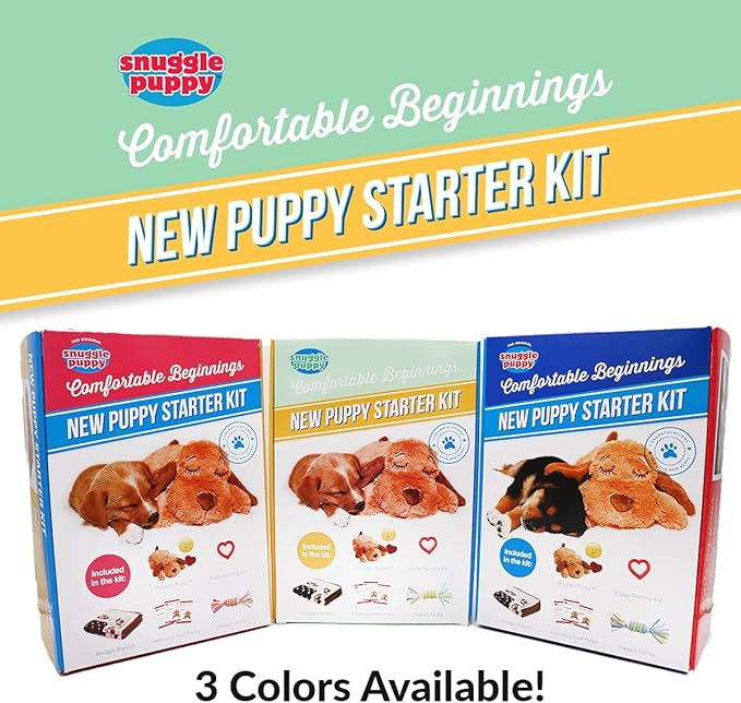 SmartPetLove Original Snuggle Puppy Essentials Starter Kit - Heartbeat Puppy for Dogs - Calming Aid with 3 Heat Packs, Puppy Teething Toy, Dog Chew Toy and Dog Blanket - Bloomnest