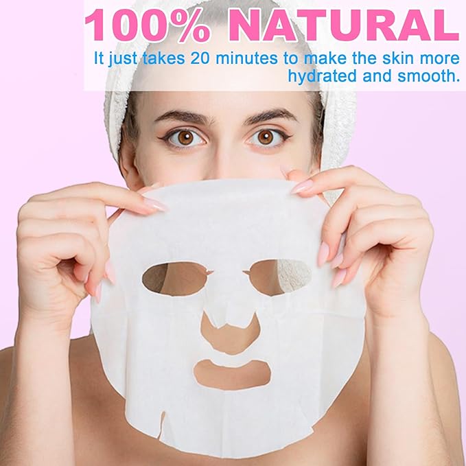 VESPRO 100 Pack Collagen Essence Sheet Facial Masks, Bulk Face Masks Skincare, Hydrating Face Masks for All Skin Types, Moisturizing and Soothing, Skin Care Spa Face Mask - Bloomnest