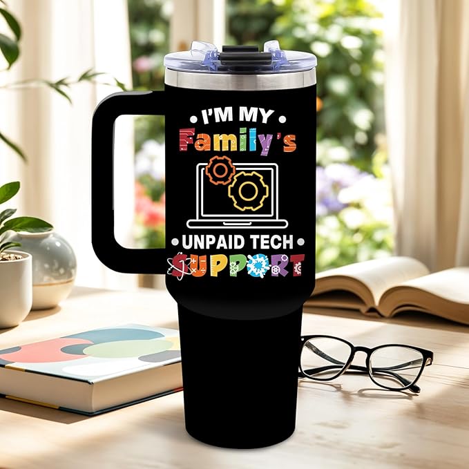 DUUV Funny 40 Oz Tumbler, I'm My Family's Unpaid Tech Support Cup, Computer Gifts for IT Guy Programmer Geek Nerd, Birthday Christmas Gifts for Computer Engineer Men, 1PCS - Bloomnest