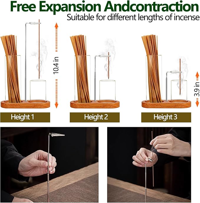 2 in 1 Incense Holder for Sticks Short Incense Stick ，Anti-Ash Flying Insence-Sticks Burner ， Glass Incense Holder Organizer for Meditation Yoga Spa Home Decor Sage - Bloomnest