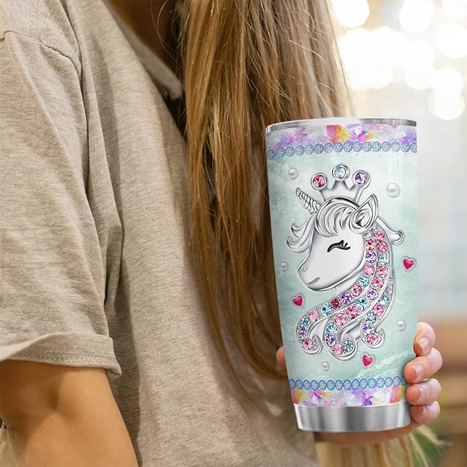 wowcugi Personalized Unicorn Tumbler Cup With Lid 20oz 30oz Custom Unicorn Jewelry Drawing Stainless Steel Double Wall Vacuum Insulated Tumblers Coffee Travel Mug Birthday Christmas Customized Gifts - Bloomnest