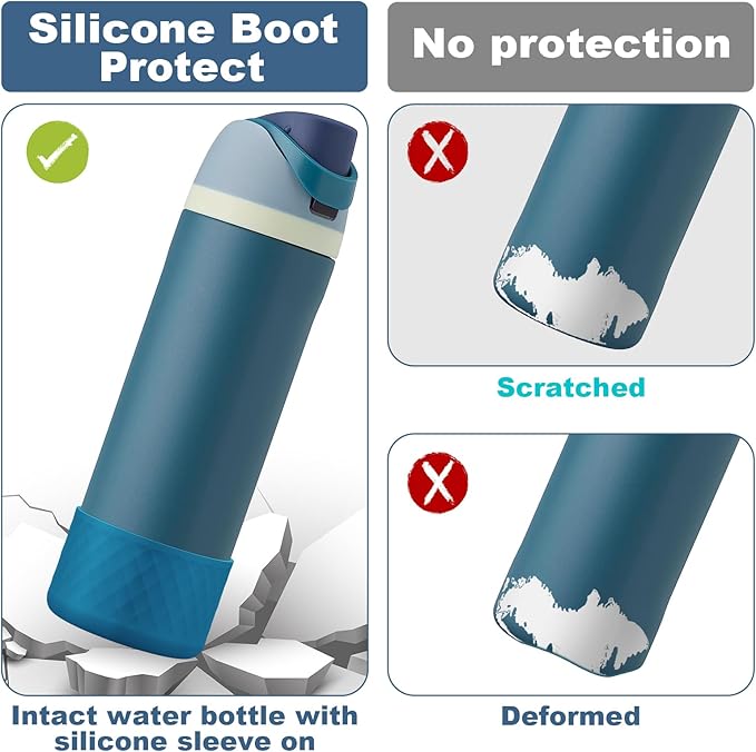 2PCS Silicone Water Bottle Boot for Owala 24oz 32oz 40oz, Anti-Slip Protective Sleeve Bottom Bumper Protector for FreeSip, Twist, and Flip Stainless Steel Water Bottles Alwenid
