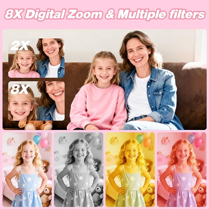 Goopow Kids Camera Toys for 3-8 Year Old Girls Boys,Children Digital Video Camcorder Camera with Cartoon Soft Cover, Best Chritmas Birthday Festival Gift for Kids - 32G SD Card Included - Bloomnest