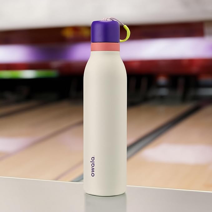 Owala FreeSip Twist Insulated Stainless Steel Water Bottle with Straw for Sports and Travel, BPA-Free, 24-oz, Purple/Green (Minty Horizon) Owala