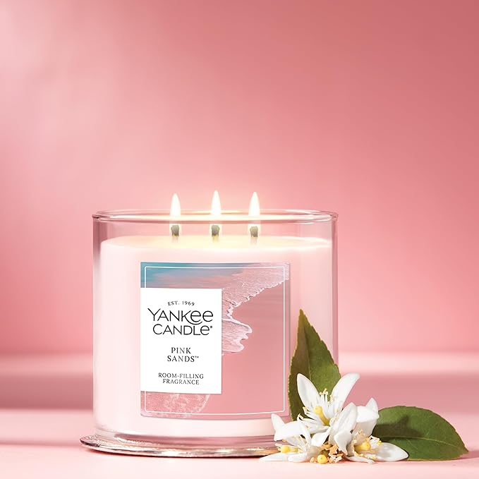 Yankee Candle Pink Sands, Scented Candle, 14.5oz 3-Wick Candle Jar with up to 40 Hours Burn Time, Giftable - Bloomnest