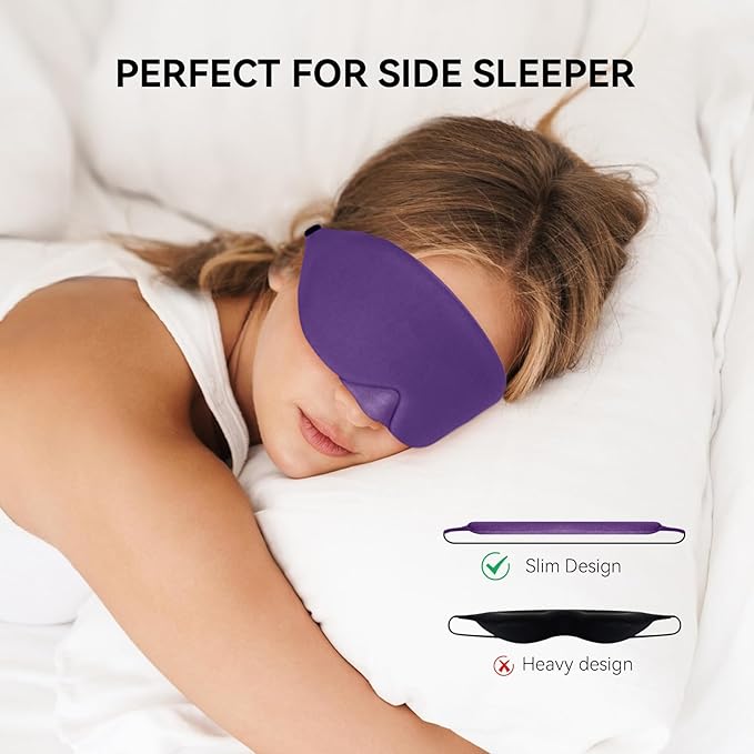 Mavogel Cotton Sleep Eye Mask - Breathable Light Blocking Sleep Mask, Soft Comfortable Night Eye Mask for Men Women, Eye Cover for Travel/Sleeping/Shift Work, Includes Travel Pouch (Purple) - Bloomnest