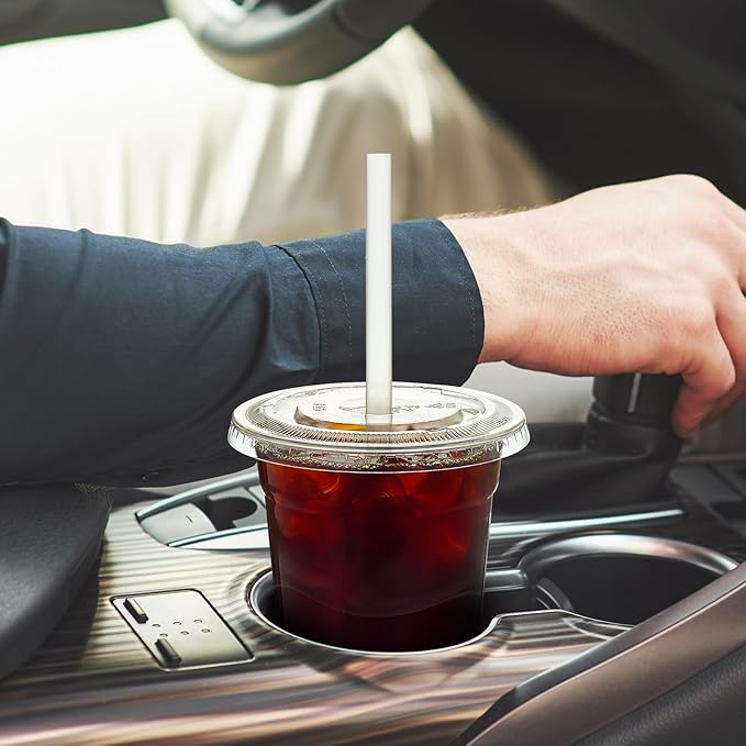 Turbo Bee 200 Sets 12 OZ Clear Plastic Cups with Lids and Straws, Disposable To Go Iced coffee cups with lids for Cold Drinks, Smoothie, and Slushie - Bloomnest