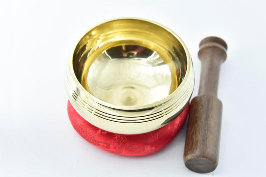 3.75" Tibetan Meditation Yoga Singing Bowl plain Set with free Wooden Mallet and Silk Cushion from Nepal, Singing bowls. (Purple)