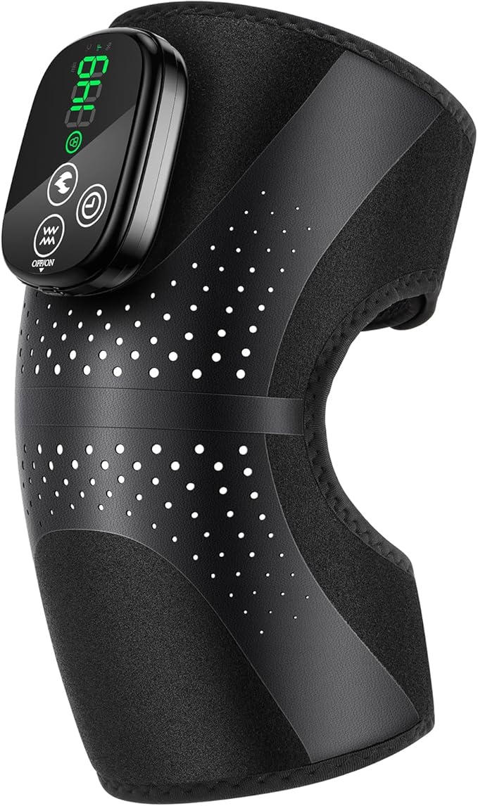 Cordless Knee Heating Pad, 3-in-1 Heated Knee Brace Wrap with Massage, Heating Pad for Knee Elbow Shoulder Pain Relief, Rechargeable Knee Massager for Arthritis Pain Relief - Bloomnest