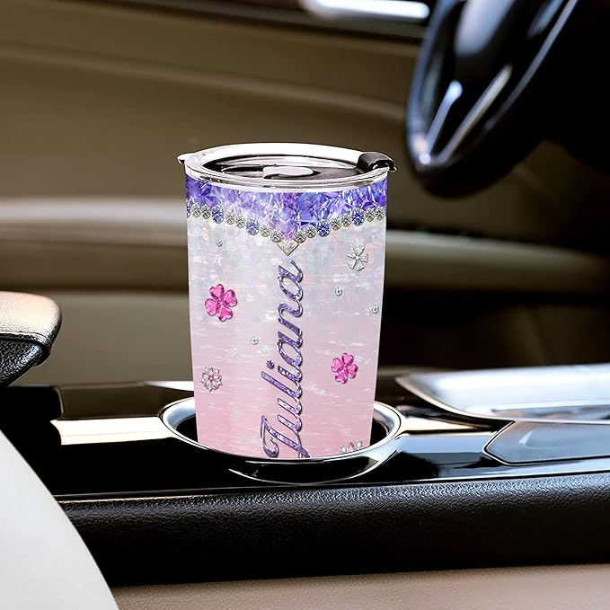 WAZONE Personalized Dancing Tumbler With Name Stainless Steel Insulated Travel Mug 20oz 30oz Jewelry Style Ballet Dancer Customized Gifts Birthday Present For Girls Her Dance Lover Custom Cup - Bloomnest