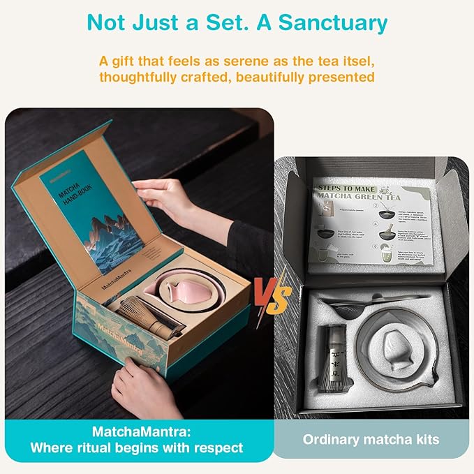 Premium Matcha Ceremony Set – Complete 9-Pcs Ritual Kit – Presented in Luxury Magnetic Gift Box, Perfect for Gifting or Self-Care (Sakura Pink) - Bloomnest