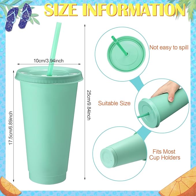 Honeydak 30 Pack Tumbler with Straw and Lid Bulk Water Bottle Iced Coffee Travel Mug Cup Reusable Plastic Cups for Party Birthdays 24-27 oz (Macaron Color) - Bloomnest