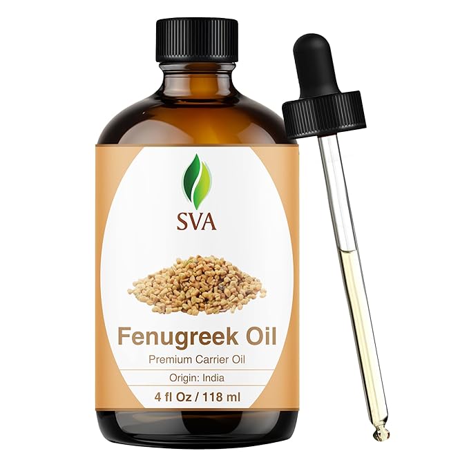 SVA Fenugreek Oil 4oz (118ml) Premium Carrier Oil with Dropper for Hair Care, Hair Oiling, Scalp Massage & Skin Care - Bloomnest