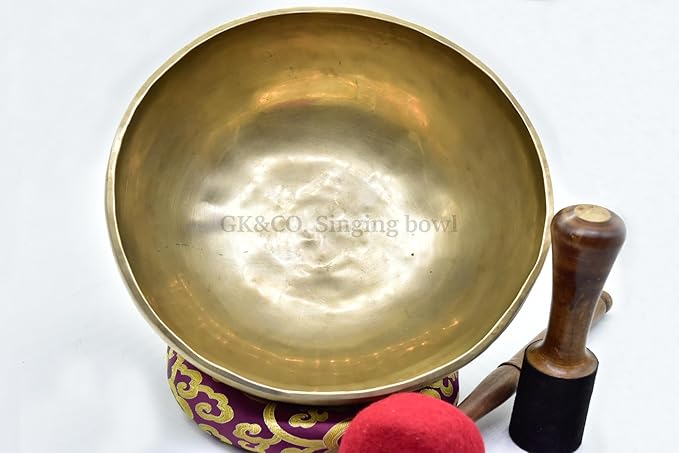 12" Large Master Healing Hand hammered Tibetan Singing Bowl - Great for Meditation, Yoga, Sound Bath, Mindfulness, Relaxation - Cushion, Wooden Mallet & Drumstick Included - Bloomnest