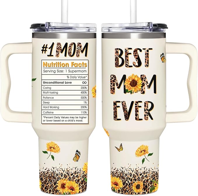 Best Mom Ever Gifts - Mothers Day Gift For Mom from Daughter, Son, Kids - Birthday, Christmas Gifts Idea For Mother, Mom, Wife - Tumbler With Handle 40oz - Bloomnest