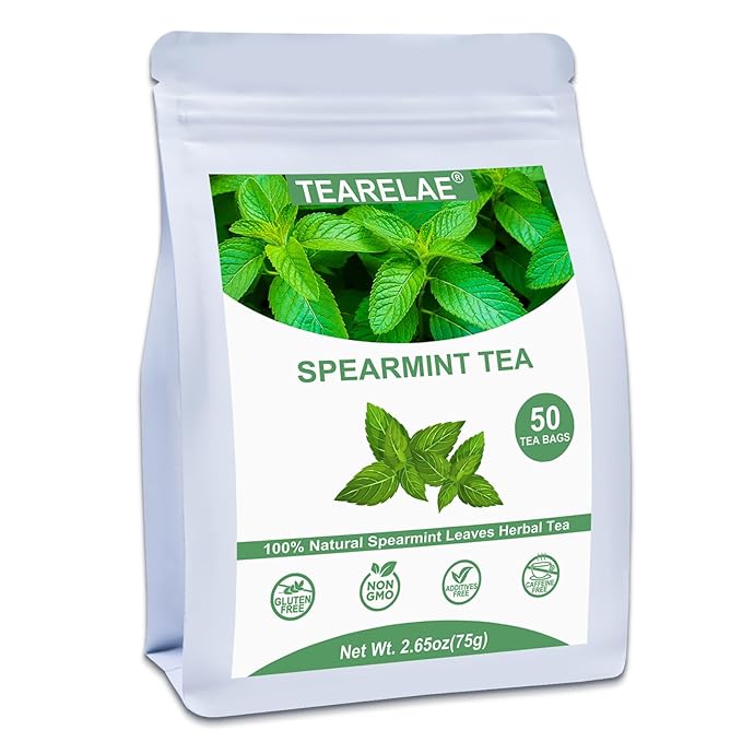 TEARELAE - Spearmint Tea - 1.5g x 50 Count - 100% Pure Spearmint Leaves - Non-GMO - Naturally Caffeine-free Herbal Tea - Support Digestion & Natural Breath Freshener - Bloomnest
