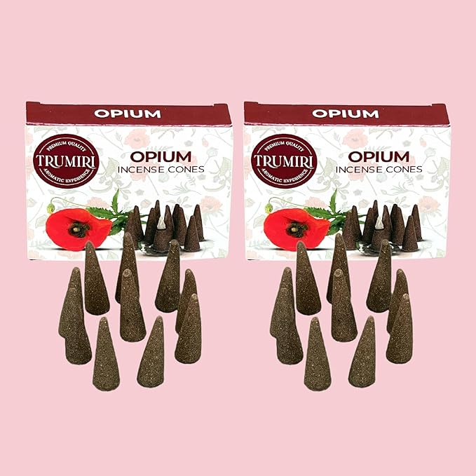 Opium Scented Incense Cones - Total 20 Cone Incense - Dual Pack of 10 Insence Cones - Incense Cones Scented - Cone Incense Scents - Insense Cones - Incent Cone TRUMIRI