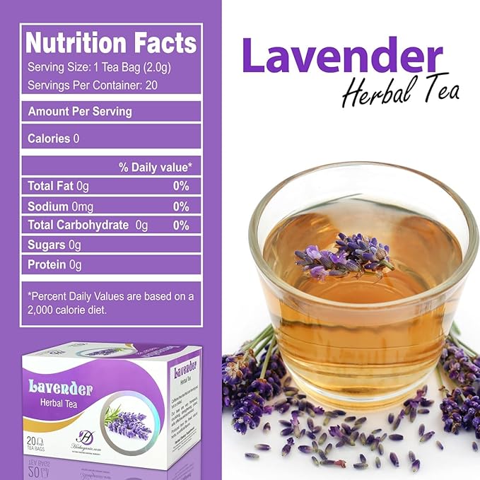 HERBOGANIC Lavender Herbal Tea - Relaxation and Delicate Aroma | Soothing and Refreshing Blend | Natural Ingredients | 20 Tea Bags - Bloomnest