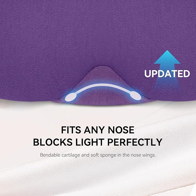 Mavogel Cotton Sleep Eye Mask - Breathable Light Blocking Sleep Mask, Soft Comfortable Night Eye Mask for Men Women, Eye Cover for Travel/Sleeping/Shift Work, Includes Travel Pouch (Purple) - Bloomnest