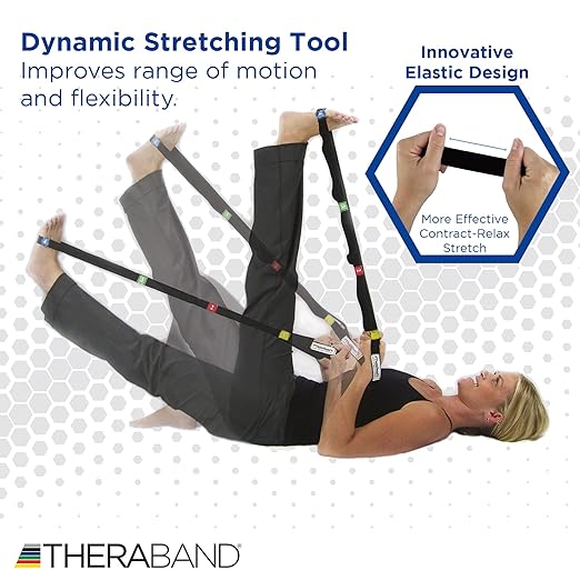 THERABAND Stretch Strap with Loops to Increase Flexibility, Dynamic Stretching Tool for Athletes Including Dancers, Cheerleaders, Gymnasts, Runners, Pilates and Yoga Elastic Stretch Out Band - Bloomnest