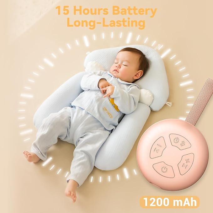 Portable Sound Machine for Baby | White Noise | 12 Soothing Sounds | Noise Canceling for Travel, Office, Nursery | Baby Shower | Registry Gift | Sleep Soother for Babies Kids Adults | Peach - Bloomnest