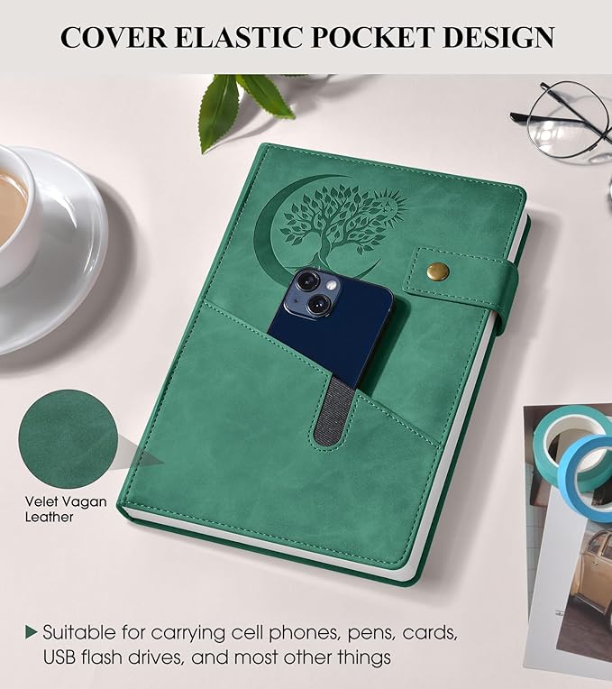365 Page Thick Lined Journal Notebook for Men Women, A5 Leather Journals for Writing, Hardcover Notebooks for Work, School, Note Taking,Travel, Business,Personal Diary, College Ruled 5.9" x 8.4" - Bloomnest