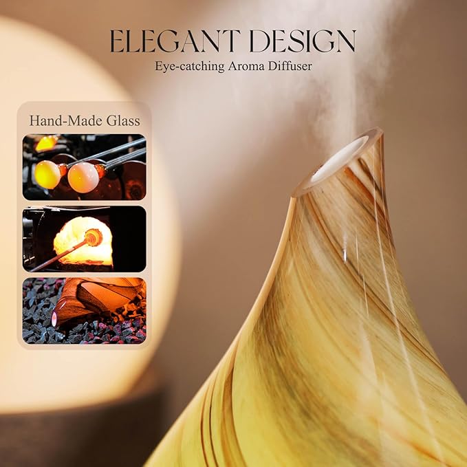 Porseme 150ml Essential Oil Diffuser Glass Color Changing Aroma Air Diffusers Aromatherapy Ultrasonic Cool Mist Humidifier 4 Running Hours Waterless Auto-Off for Sleeping Yoga Office Spa (Jupiter) - Bloomnest