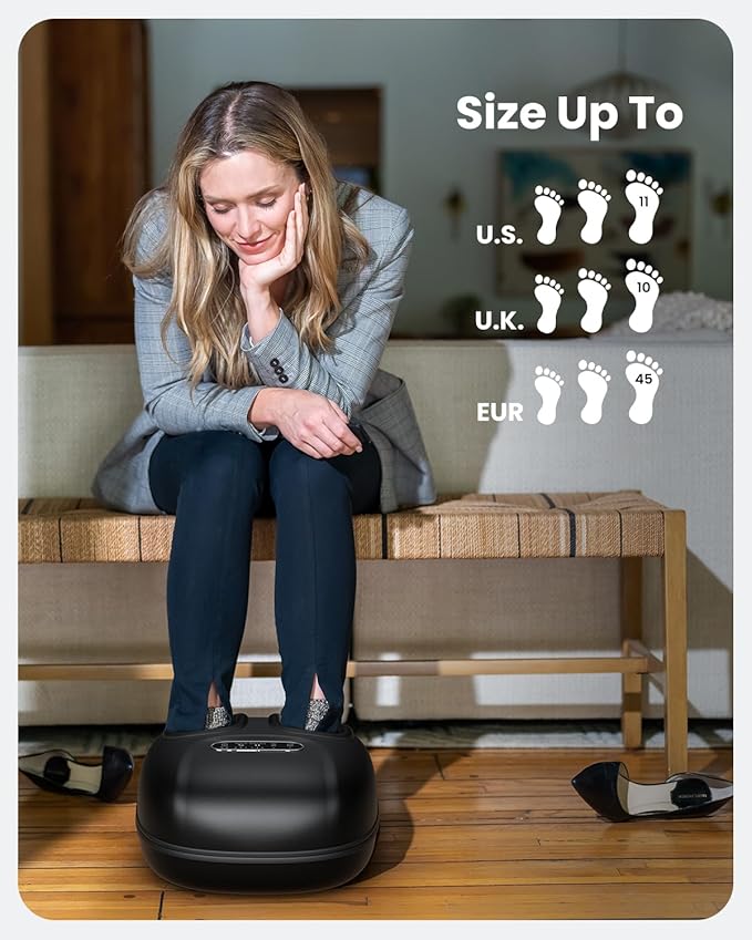 RENPHO Shiatsu Foot Massager Machine with Heat, Electric Heated Foot Massager with Remote for Plantar Fasciitis, Size Up to 11 - Bloomnest
