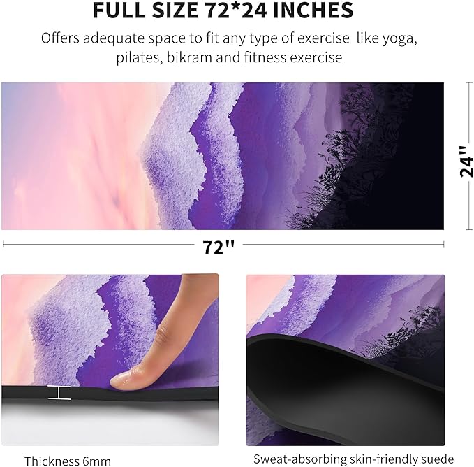 nuveti Yoga Mat Print Extra Thick TPE Non Slip Fitness Exercise Mat with Carrying Bag,72"x24" Extra Thick 6MM Exercise & Workout Mat for Yoga, Pilates Fitness and Floor Exercises - Bloomnest