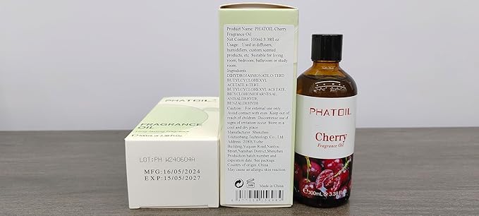 PHATOIL 3.38FL.OZ Cherry Fragrance Oils for Aromatherapy, Essential Oils for Diffusers for Home, Perfect for Diffuser, Yoga, Skin Care, DIY Candle and Soap Making - 100ml - Bloomnest
