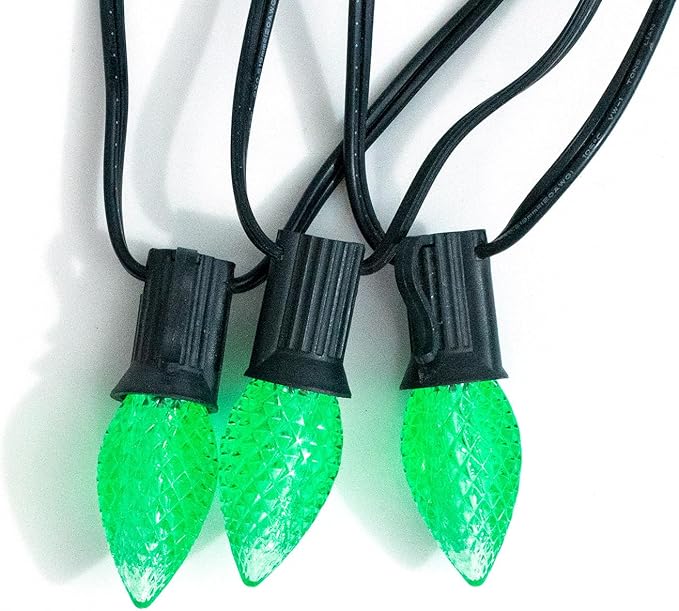 Meconard C7 Led Replacement Christmas Light Bulbs, C7 Shatterproof Led Bulbs for Christmas Indoor Outdoor String Lights, E12 Candelabra Base, Commercial Grade Holiday Light Bulbs, Green, 25 Pack - Bloomnest