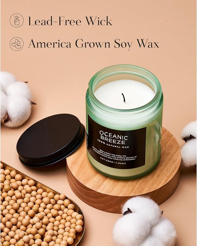 M&SENSE Candle Oceanic Breeze Scented Candle, Long Lasting Pineapple & Mango Scented Natural Soy Wax Candles 7.05oz 50 Hours Burn for Home Scented, Stress Relief Gifts for Women/Men - Bloomnest
