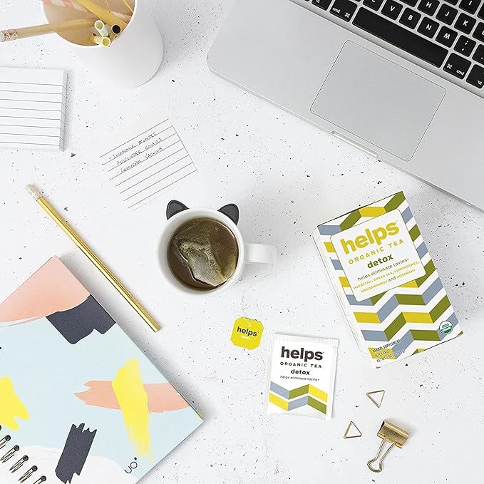 HELPS TEAS | Helps Detox Tea | Organic herbal blend of Horsetail, Green Tea, Herbal Lemon, Ulmaria and Rosemary that facilitate naturally our detox and depurative process | 16 Tea Bags - Pack of 6| - Bloomnest